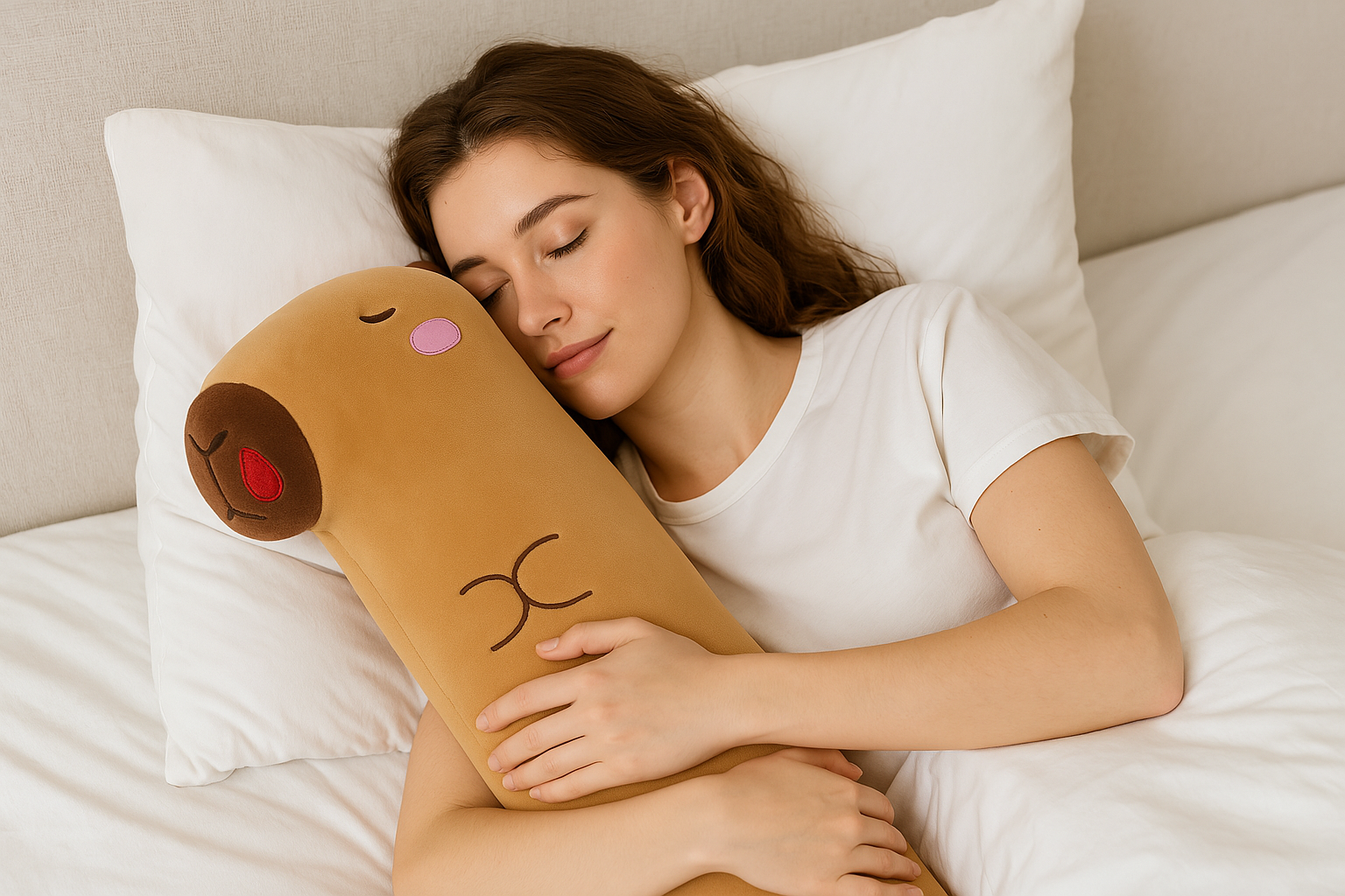 Cute Fluffy Capybara Sleeping Pillow
