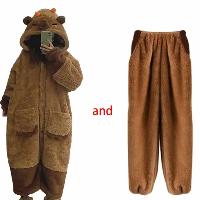 Capybara Pajama Set  Cuddly Capy Cozy Cosplay PJs-CapyShopp