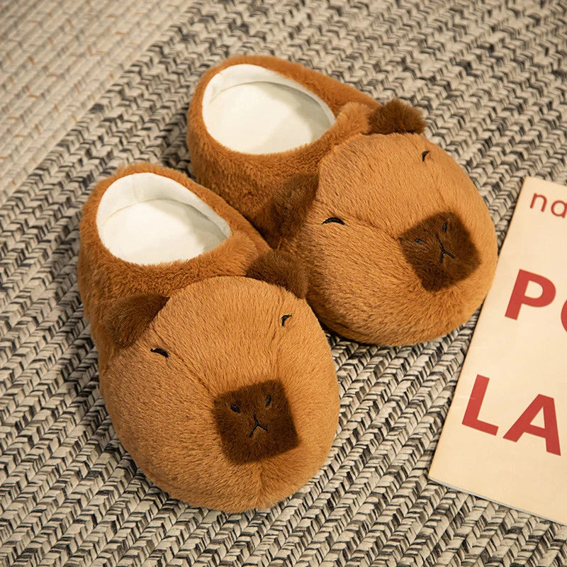 Cute Capybara Plush Slippers-CapyShopp