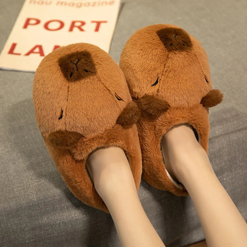 Image of Cozy Up with Cute Capybara Plush Slippers: The Ultimate Comfort Footwear