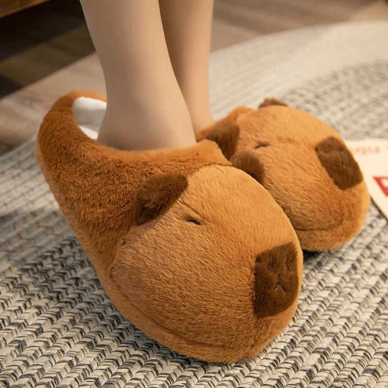 Cute Capybara Plush Slippers-CapyShopp