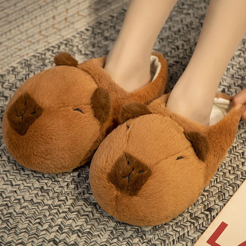 Cute Capybara Plush Slippers-CapyShopp